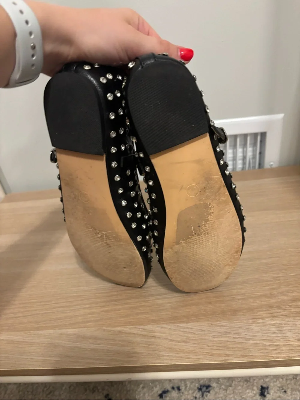 House of Harlow 1960 Black Studded Mary Jane Flats